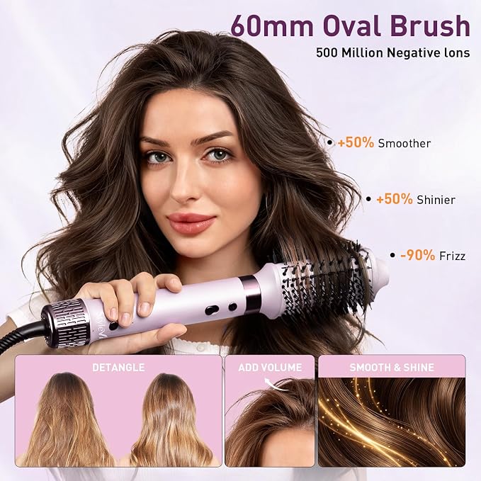 Mythsight StyleVibe Dual Voltage 8-in-1 Air Styler with Diffuser Hair Dryer, Auto Curlers (L/R), Straightener Brush, Travel Adapter & Case for Fast Drying, Frizz-Free Volume & Smooth Blowouts Styles