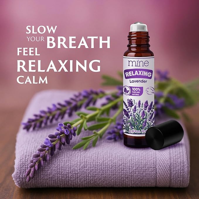 Mine Lavender Essential Oil Roll On – 100% Pure Natural Lavender Oil – Relaxation Gift for Women & Self Care Lovers