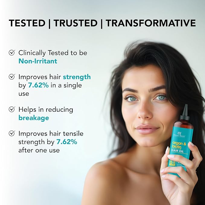 Botanic Hearth 100% Pure Argan & Biotin Oil For Hair Growth & Hair Treatment Oils 6.7 Fl oz | Infused with coconut Oil | Hair Oil Repairs Dry Damaged Hair, Strengthening, Healthier | All Hair Types