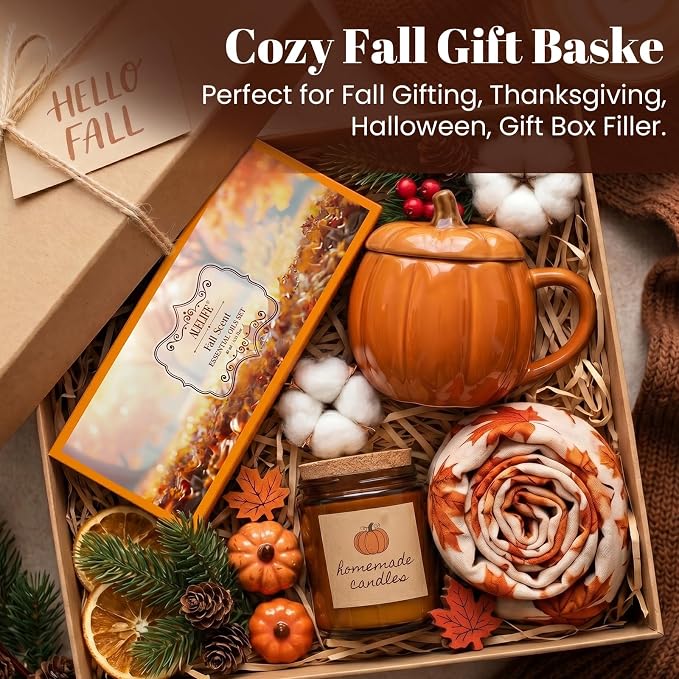 Auelife Fall Essential Oils Set for Diffusers for Home, 6 x 10ml Fall Scents with Pumpkin Spice, Vanilla, Apple Cider & Maple Butter for Candle Making, Soap Making,Holiday Gift Set