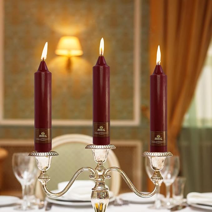 Red Taper Candles Unscented Tapered Candlesticks 7 Inch Dinner Candle 4 PCS Smokeless Candle for Christmas Household Wedding Home Decor