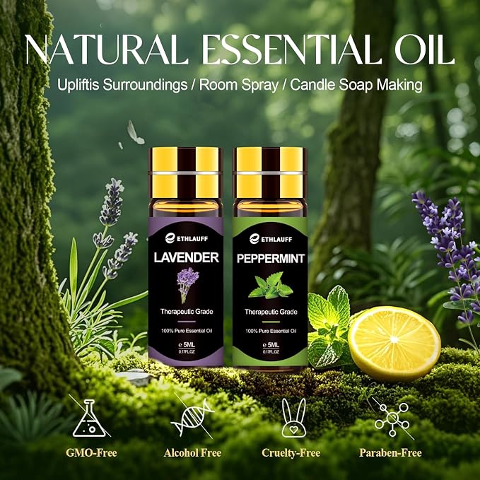 Essential Oils Set, 12 pcs Pure Essential Oil for Diffuser, Humidifiers, Skin Care, Massage, Fragrance Oil Scent for DIY Candle and Soap Making, Gift for Friend