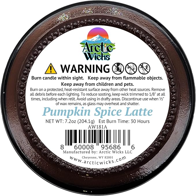Arctic Wicks Scented Coconut Beeswax Candles | Coconut Beeswax Non Toxic Candle 9oz Amber | Farmhouse Candles Non-Toxic Clean Burn 100% USDA Certified Biobased (Pumpkin Spice Latte)
