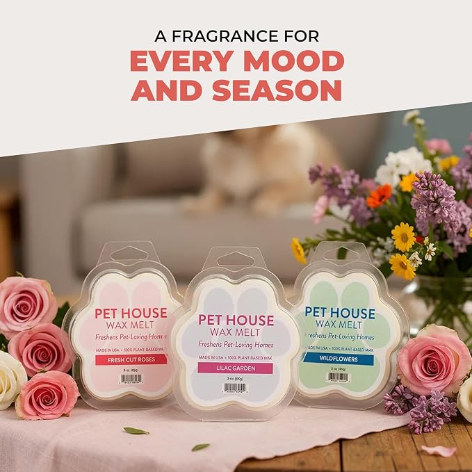 One Fur All Pet House Spring and Summer Wax Melts for Pet Odor, Natural, Plant Based Soy Wax Melts, Long Lasting Fragrance for Fresh Smelling Homes, Ruby Red Grapefruit