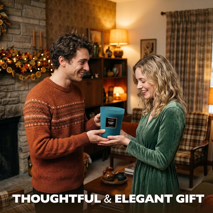 HomeLights Scented Candle | Large Jar Candle - 33.3 Oz. Natural Soy Aromatherapy Candles | Up to 130 Hours Burn Time with 3 Cotton Wicks,Home Decorative Fragrance Candles Gift - Atlantic Coast