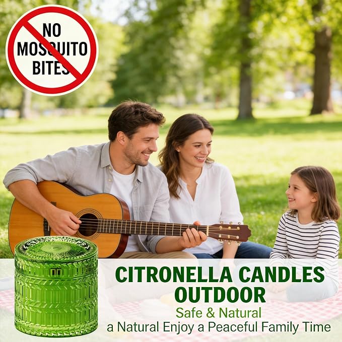 Hidden Label Citronella Candles Outdoor, 7.4oz Crackling Wood Wick | 55H Burn Time | Soy Wax Blend | Non-Toxic Formula | Botanical Lantern Glow | Patio Deck Ambiance | Gift Ready