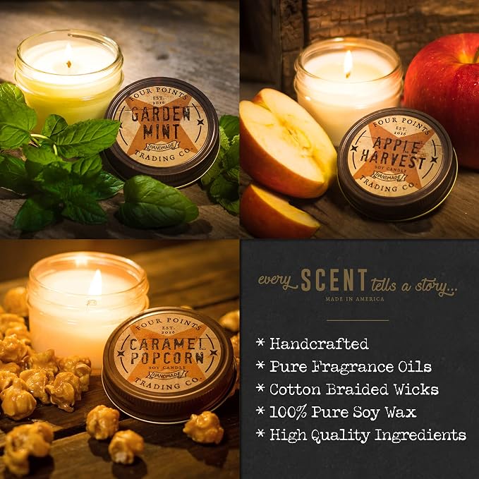 Green CloverScented 4 Oz Soy Aromatherapy Candle w/Jar - Four Points Trading Co.