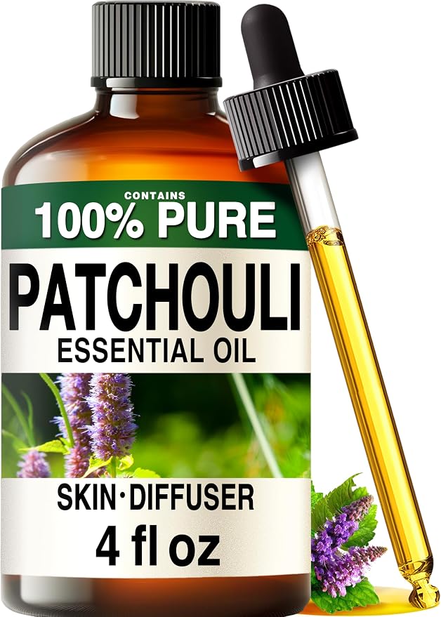 100% Pure Patchouli Oil - 4 Fl Oz Patchouli Essential Oil for Hair, Skin, Diffuser, Aromatherapy & DIY Soap Making Scent