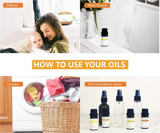 Citrus Essential Oil Set - Pack of 6, 10ml, Pure Therapeutic Grade Fruity Essential Oils includes Lemon, Grapefruit, Sweet Orange, Lime, Bergamot and Petitgrain