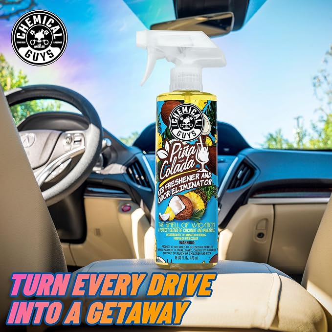 Chemical Guys AIR22916 Pina Colada Air Freshener and Odor Eliminator, (Great for Cars, Trucks, SUVs, RVs, Home, Office, Dorm Room & More) 16 fl oz