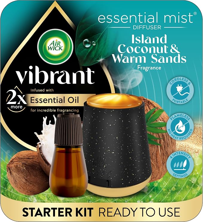 AIR WICK® Essential Mist - Vibrant Starter Kit - 1+1 Island Coconut & Warm Sands, Air Freshener, Essential Oils