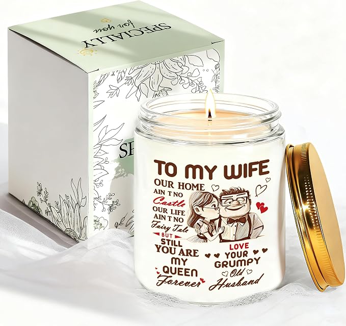 to My Wife Gifts - Birthday Gift for Wife from Husband, Christmas Gifts for Her, Anniversary Valentine's Day Wedding Bride Present, Romantic Lavender Scented Candle - White