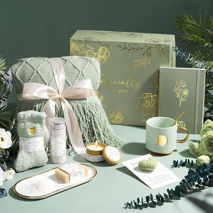 Self Care Gifts for Women Get Well Soon Gift Baskets, Birthday Gifts for Women Spa Basket Care Package, Sympathy Inspirational Thinking of You Unique Gift Set for Mom Her Wife Girlfriend Sister Friend