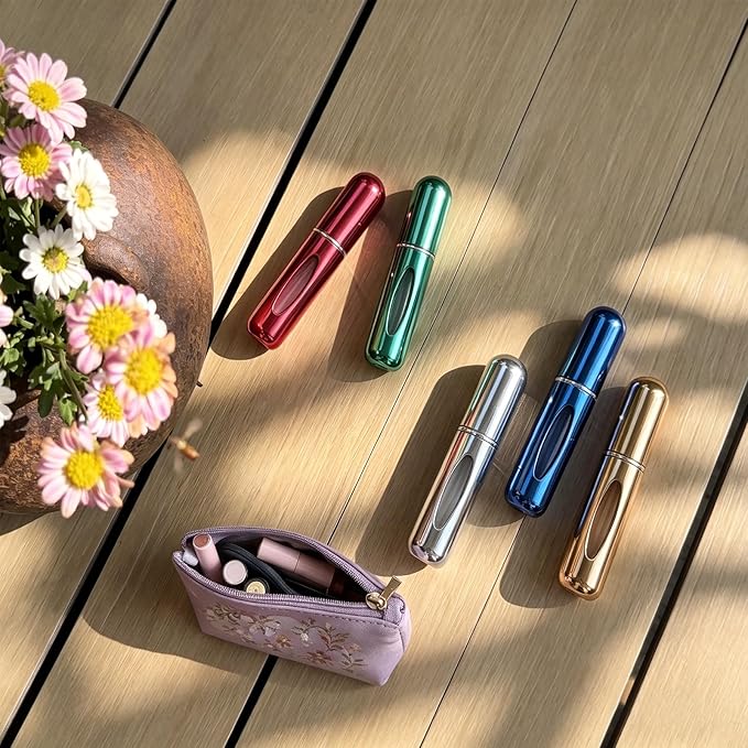 8 Pack Perfume Travel Refillable Bottle, Perfume Atomizer Bottle, Refill Pump Case Spray Bottles for Men and Women (5ml, 8Pack), Travel & Cruise Essentials
