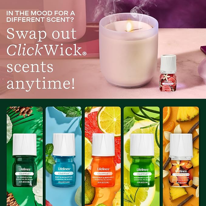 Lifelines ClickWick Essential Oil Blends for Lifelines Diffusers, 3-Pack Spiced Rose Set – Essential Oil Blend Refill for Candle, Plant & Shower Aromatherapy Diffuser – Fragrance for Diffusers