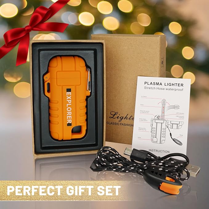 Lafagiet USB C Rechargeable Lighter, 360° Flexible Neck, Wind & Water Proof, Electric Arc Lighters for Candle, Camping