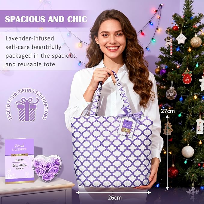 Gift for Women, Spa Gift Baskets for Women - 17pcs Lavender Sets with Body Lotion, Bubble Bath, Relaxing Bath Sets, Birthday Christmas Gifts for Her, Spa Kit for Mom Wife Sister Friend