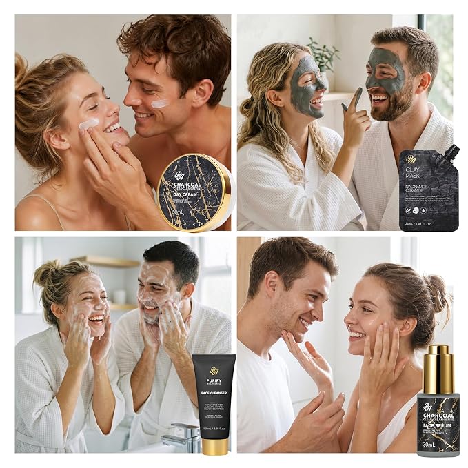 Gifts for Women & Men, Charcoal 32 Pcs Bath & Body Gift Basket for Women & Men, Hydrating Face Skin Care Set, Self-Care Relaxation Basket Gifts, Bath Bomb, Birthday, Christmas, Anniversary, Dad, Mom