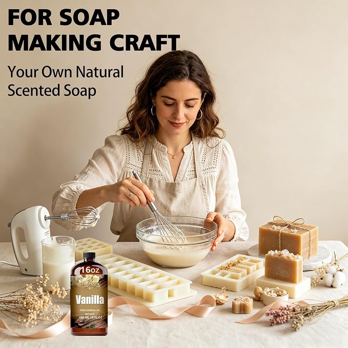 Vanilla Essential Oil, Vanilla Oil 16 Fl Oz 480ml for Diffuser Yoga Soap & Candle Making – with 0.33 Oz Roller Ball & Funnel YHSESSE Essential Oils