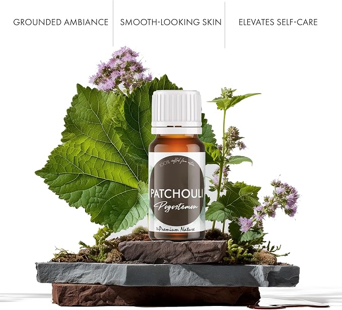 Organic Patchouli Essential Oil | 100% Pure & Natural Pogostemon cablin Leaf Oil with Deep Earthy Woody Aroma | for Diffuser, Candle Making & DIY Aromatherapy Blends, 0.34 fl oz