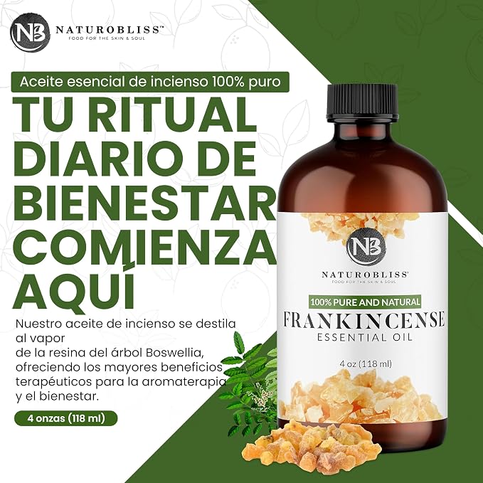 NaturoBliss 100% Pure Frankincense Essential Oil Therapeutic Grade Premium Quality (4 fl. oz) with Glass Dropper, Perfect for Aromatherapy