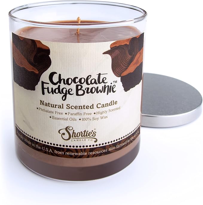 Chocolate Fudge Brownie Scented Natural Soy Candle, Essential Fragrance Oils, 100% Soy, Phthalate & Paraben Free, Clean Burning, 9 Oz.