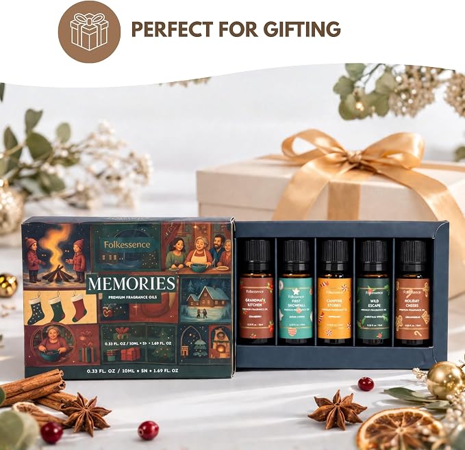 Folkulture Essential Oil Set of 5 | Essential Oils for Diffusers for Home, Humidifiers, Aromatherapy | Peppermint, Cinnamon Fragrance Oils for Diffuser, Candle, Soap Making, Graduation Gifts