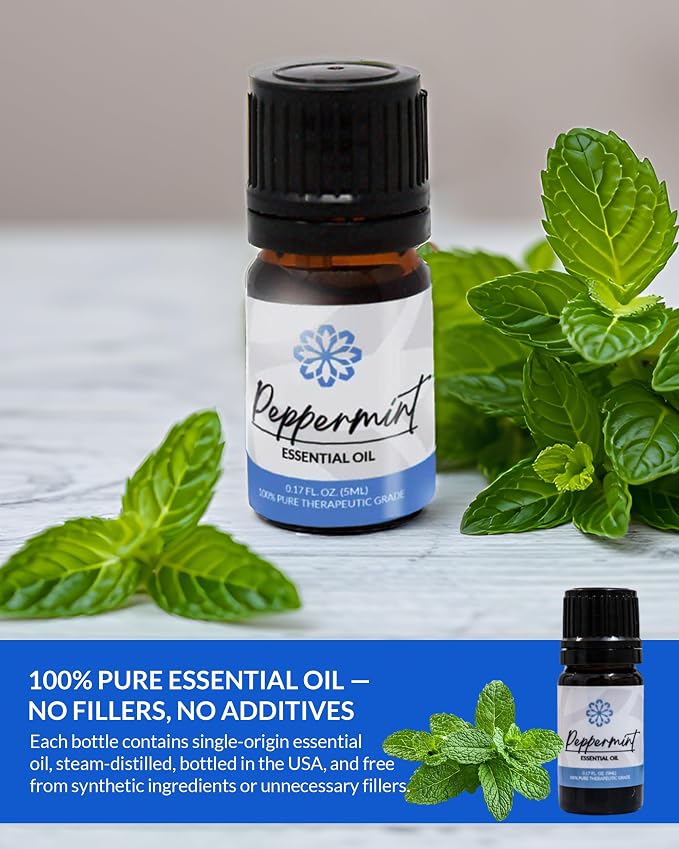 Essence Peppermint Essential Oil, 5 ml | Aromatherapy Oil for Diffusers & Personal Use | Natural Fragrance for Relaxation, Clarity & Wellness | Made in USA | Cool & Invigorating Scent