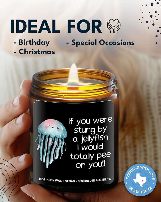 Funny Friendship Candle, If You were Stung by a Jellyfish, Funny Gifts for Friends Adult Humor, Best Friends Gifts for Friend Women Unique, Birthday, Christmas, Gift-Ready