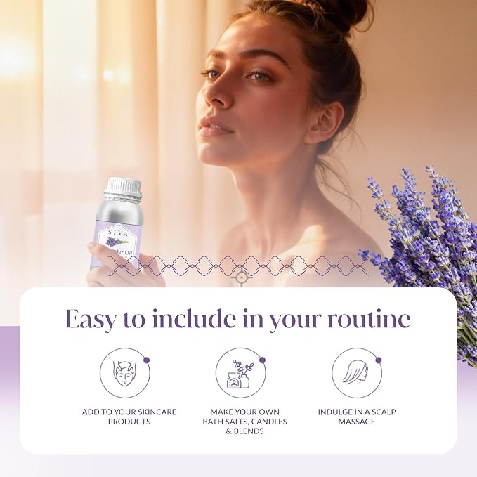 Siva Lavender Essential Oil 16 Fl Oz – for Diffuser, Skin & Hair Care – Ideal for Aromatherapy, Massage & DIY Blends