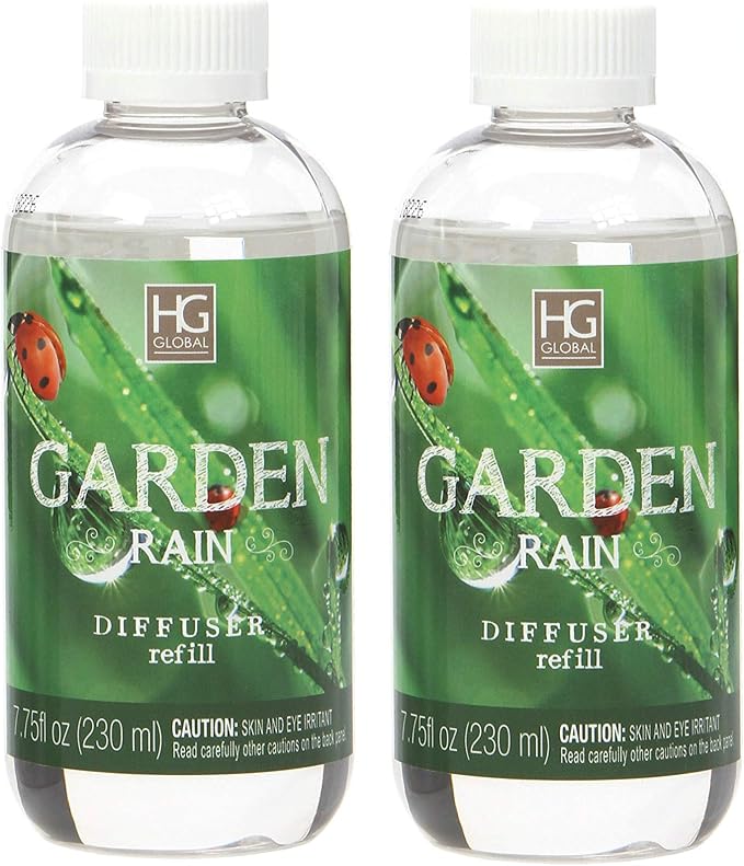 Hosley Aromatherapy Premium Garden Rain Set of 2 Reed Diffuser Refills Oil 230 Milliliter Ideal Gift for Wedding Spa Reiki Meditation Pet Dog Bathroom Odor Eliminator O4