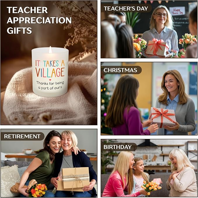 OASSIE Teacher Appreciation Gifts - Vanilla Lavender Candle 10 oz - Thank You Teachers Day Nurses Appreciation Gifts for Women Coworkers Employee Daycare Provider Babysitter, Therapist Nanny Gift