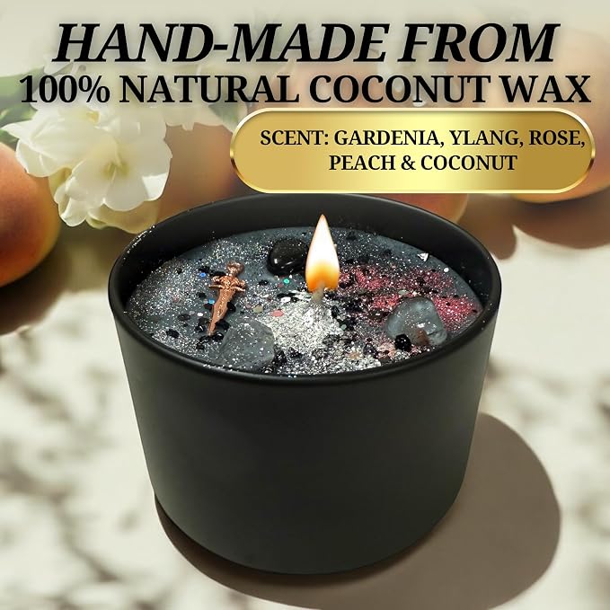 Destroy Everything Spiritual Candle to Cut ties, Remove hexes and Bad luck | All Natural & Organic Coconut Wax Candle for House Energy Cleansing Purification, Chakra Healing &Manifestation(Medium 8oz)