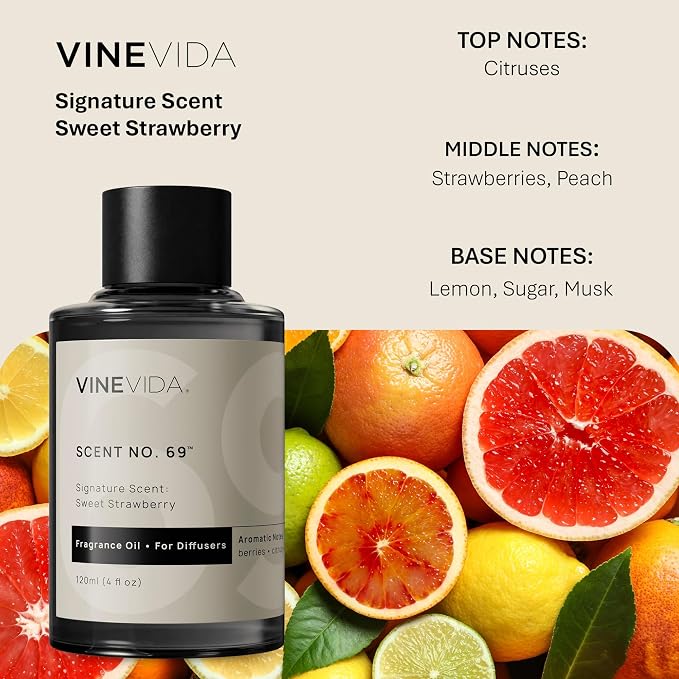 VINEVIDA [4 Fl Oz] Sweet Strawberry Fragrance Oil for Cold Air Diffusers, Essential Oils for Diffuser Oil Refill & Air Freshener Room Spray