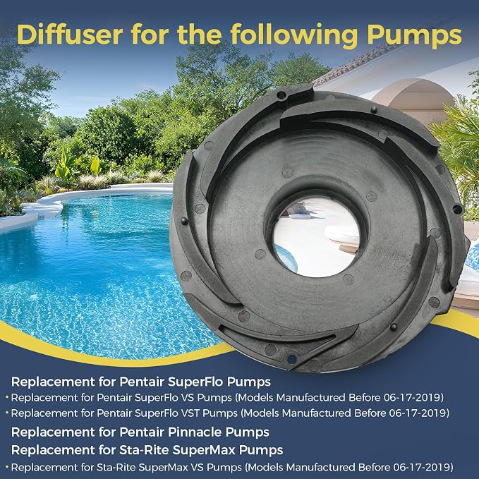 355618Z Pool Pump Diffuser Replacement Compatible with Pentair 1-1/2HP and 2HP SuperFlo, SuperMax & Pinnacle Pool Pumps, Pump Diffuser Replace 355618
