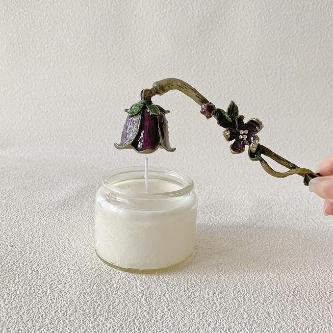 Candle Snuffer, Unique Candle Extinguisher Snuffer, Decorative Candle Extinguisher Metal Candle Tool (Purple)