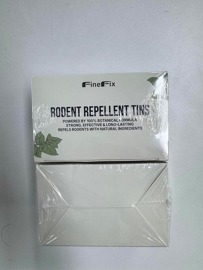 FineFix Peppermint Oil Mouse Repellent 4 Pack, Rodent Repellent for Car Engines, Under Hood, Garages, RVs, Sheds & Storage Spaces, Adhesive Backing, Fresh Mint Scent Helps Keep Mice and Rats Away
