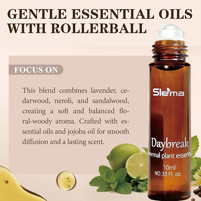 Slema Essential Oil，Daybreak Essential Oil Blends by 10ml Essential Oils - 100% Pure Therapeutic Grade, Helps Create a Focused Atmosphere for Work & Study (Lemon)