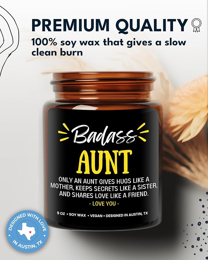 Aunt Candle, Best Sentimental Gifts from Niece and Nephew, Unique Birthday and Mothers Day Gifts for Aunt, Thoughtful Presents for Birthday, Christmas, Special Occasions, Gift Ready