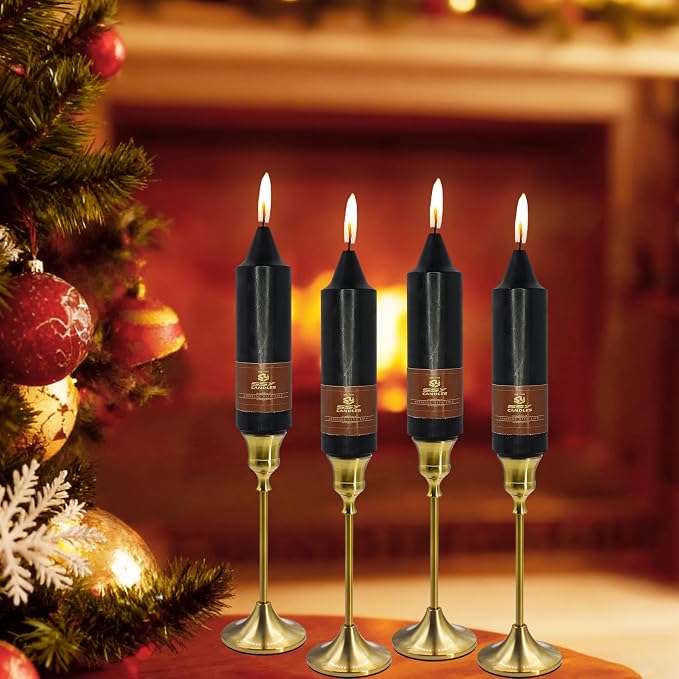 Unscented Halloween Taper Candles Sticks 4 Pack Black Taper Candlesticks 5 inch Cute Taper Candles Stick Candles for Halloween Party Home Décor