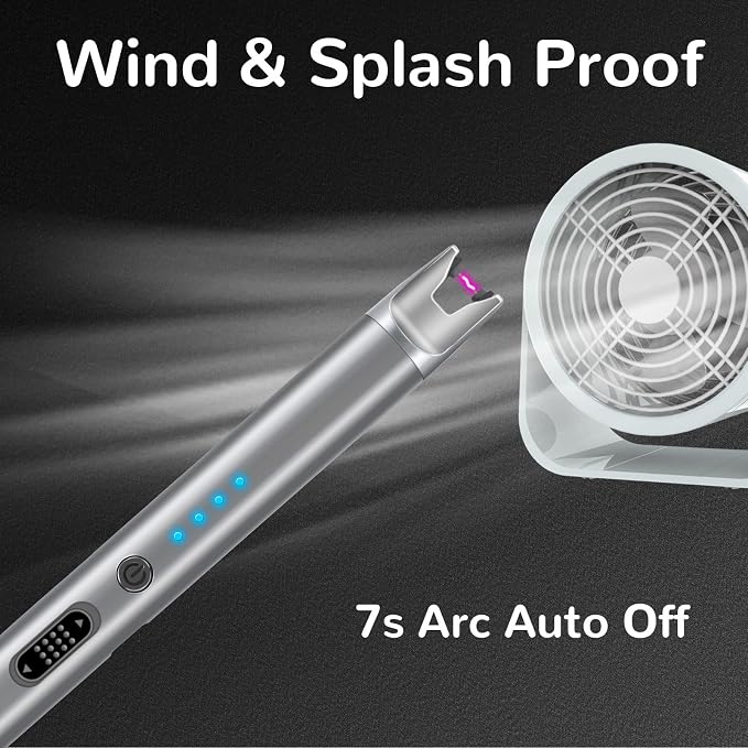 2 Pack Electric Candle Lighter USB Rechargeable Lighters Windproof Plasma Arc Lighters Flameless Type C Long Lighter with Safety Switch for Candle BBQ Camping Birthday Fireworks