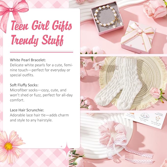 Gifts for Teenage Girls, Teen Girl Gifts Trendy Stuff, Birthday Gifts Preppy Valentines Day Gift for Teen Girls Coquette Cute Set for Girly Tween 12-14 Sweet 16-18 Daughter Sister Niece Friend Pink