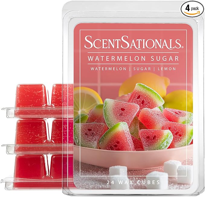 ScentSationals Watermelon Sugar Scented Wax Melts - Watermelon, Sugar, & Lemon, 10oz (24 Cubes)