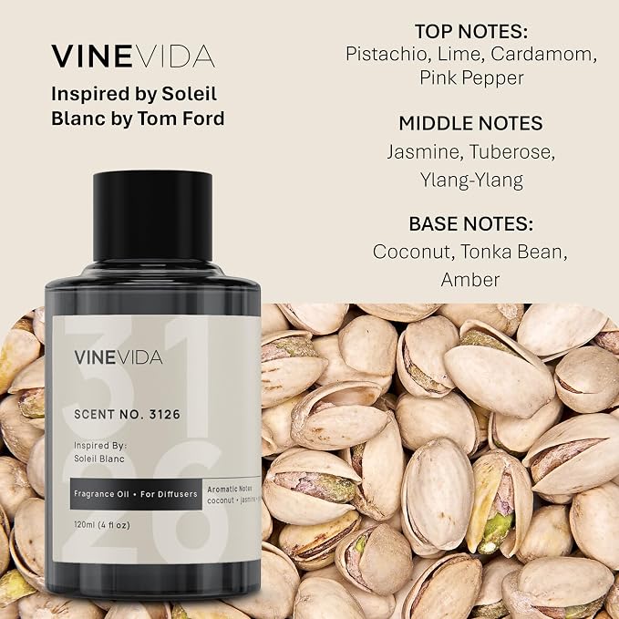 VINEVIDA [4 Oz] Inspired by: Soleil Blanc; Diffuser Oil Refill | Premium Scent Diffuser Oil for Home | Non-Toxic Fragrance