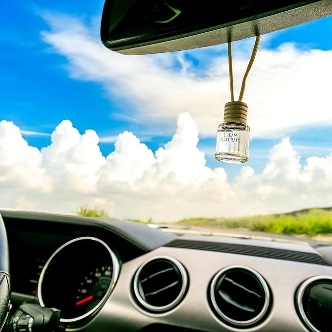 Urban Naturals Car Air Freshener Diffuser 1 Pack - Vanilla Bean Scent, 45+ Days Long Lasting Fragrance, Made in USA, Glass & Wood, Hanging Design + Vent Cip, Easy to Use