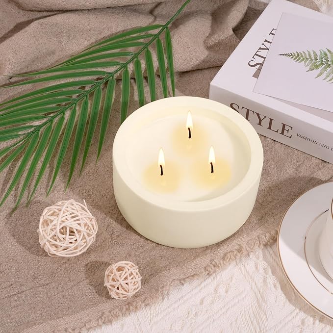 Viyffo 20oz Large Scented Candle – Vanilla Fragrance, 3 Wick Non Toxic Soy Candle, Ivory White Ceramic Jar, Luxury Home Fragrance, Elegant Spring Décor & Premium Birthday Gift