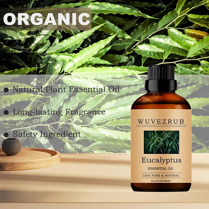 Eucalyptus Essential Oil, 60ML 100% Pure and Natural for Aromatherapy Diffuser - 2 Fl Oz