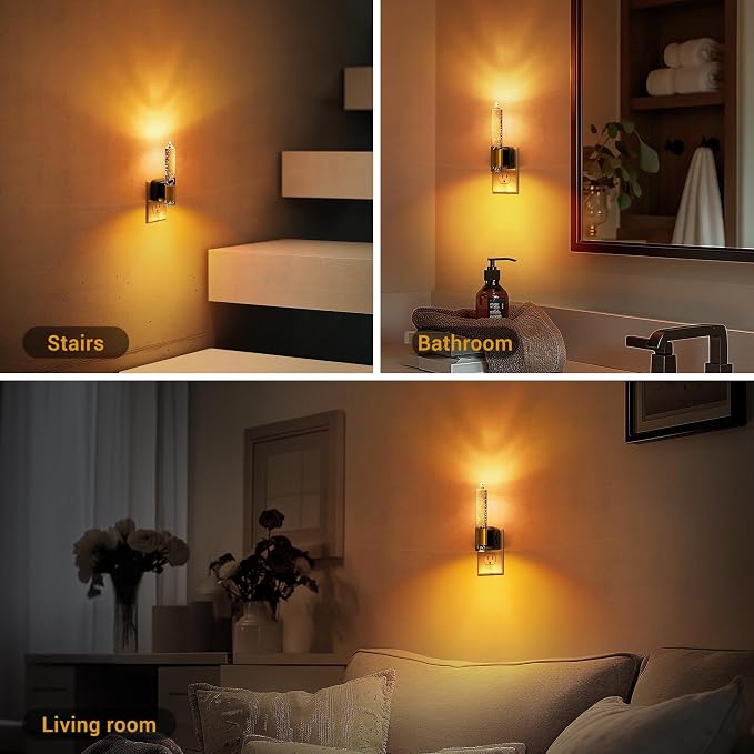 JandCase Night Light, Flameless Candle Night Lights Plug into Wall 2 Pack, Dusk to Dawn Sensor Aesthetic Automatic Nightlight, Amber Dimmable LED Nightlights, Decorative nite light for Adults Bathroom