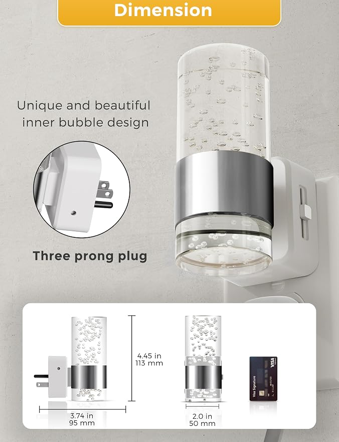 L LOHAS LED Night Light,Dimmable Night Lights Plug into Wall, Acrylic Nightlights with 0-100 LM Adjustable Brightness, 3000K Plug in Night Light with Dusk to Dawn Sensor, for Bathroom Hallway