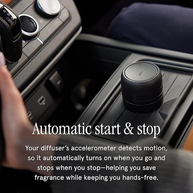 Pura Car Pro - Smart Fragrance Diffusion - Rechargeable & Cordless - Portable Smart Car Diffuser with USB-C Cable - Start & Stop Accelerometer Detects Motion - Diffuser Only